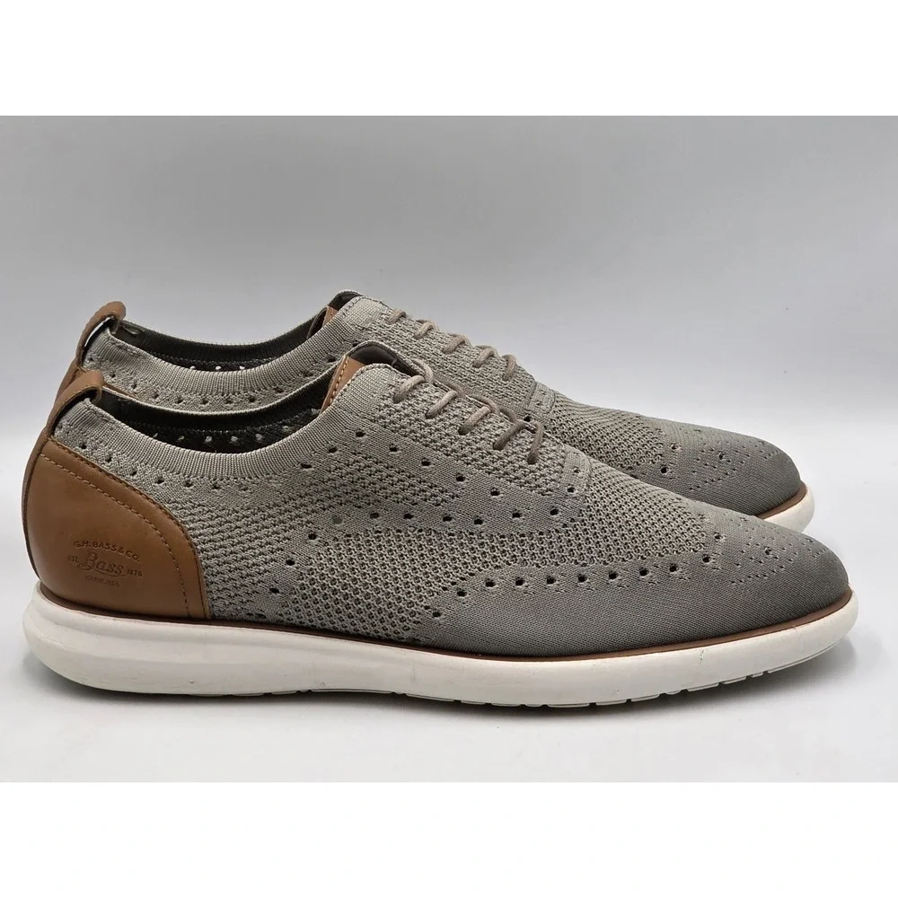 G.H.‎ Bass Kole Knit Mens 12 Gray Tan Slip On Casual Dress Shoes 713211XK36